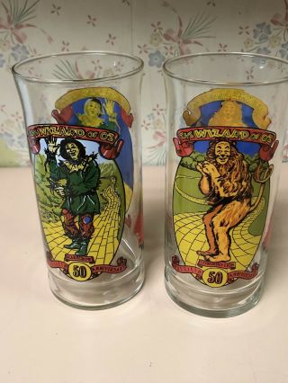 Wizard Of Oz 50th Anniversary Coca Cola Collector Series 1989 2 Glasses Freesv