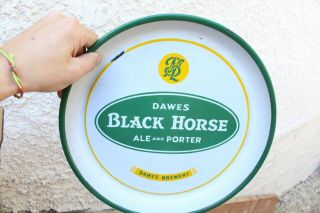Vintage Dawes Black Horse Ale Beer Porcelain Tray Plate Dish Porter Brewery Sign