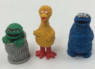 Vintage Sesame Street Plastic Figures Big Bird Cookie Monster Oscar Hong Kong