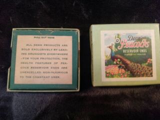 Vintage Condom Dean ' s Rubber Peacocks Condoms 1950s Two boxes of 12 2