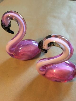 Art Glass Pink Flamingos