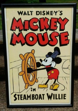 Mickey Mouse " In Steamboat Willie " 17 " X 25 " Poster Professional Frame W Glass