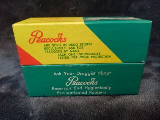 Vintage Condom Dean ' s Rubber Co Peacocks Condoms 1950s 3 dozen 2