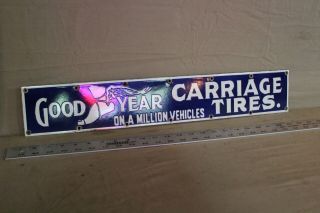 Goodyear Carriage Tires Porcelain Metal Sign Service Garage Rubber Ohio Gas Oil