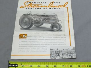 Vintage Huber Streamlined Model B & L & Lc Tractor Sales Brochure