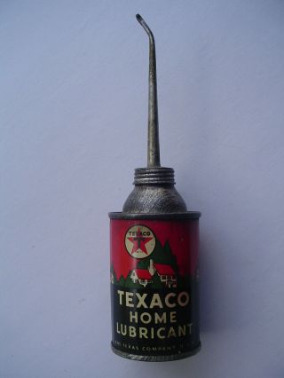 Vintage Texaco Long Spout Home Lubricant Oil Can Handy Oiler W/graphics