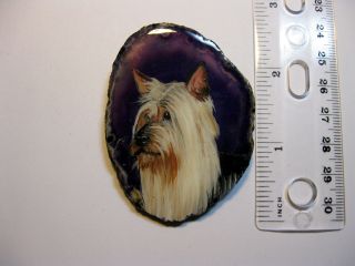 Silky Terrier Dog Brooch/pendant On Agate