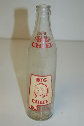 Vintage 9 1/2 " Big Chief Soda Bottle Aliceville,  Al