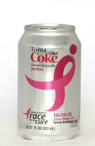2010 Diet Coke / Coca Cola Can From Puerto Rico,  Race For The Cure