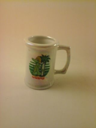 Vtg Souvenir Shot Glass - Cuba Aligator - Ceramic Mini Mug - Mother Of Pearl Fin