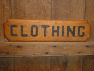 Old  Clothing  Wood General Store Display Sign Vintage Antique