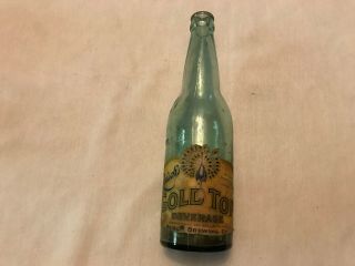 Reisch’s Gold Top Beer Paper Label Bottle,  Springfield Illinois
