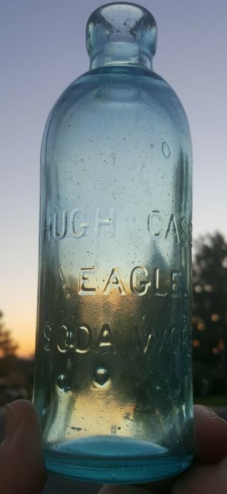 1890s Hugh Casey Eagle Soda Hutch Soda Bottle Sacramento Cal