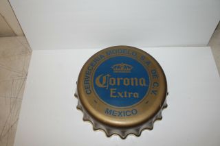 Vintage Corona Extra Round Bottle Cap Beer Sign 13 " 1/2 Diam