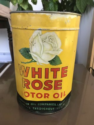 White Rose Gallon Oil Can Rare Canadian Canada Imperial Quart Enarco