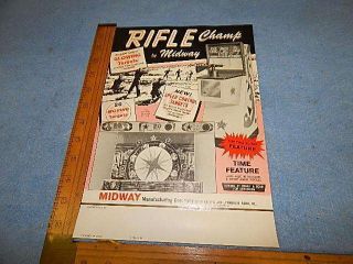 1964 Midway Rifle Champ Arcade Rifle Gallery Game Advertising Flyer