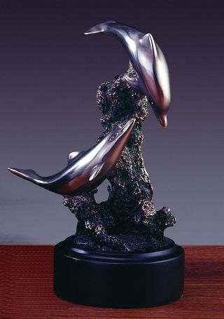 Dolphin Sculpture - 2 Dolphins 7 " Tall