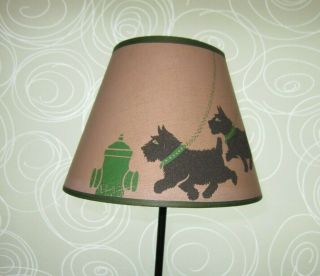 Vintage Scottie Dog Scottish Terrier Lamp Shade Walking By Fire Hydrant