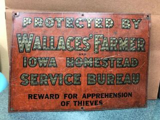 Protected By Wallaces’ Farmer And Iowa Homestead Service Bureau - Tin Sign