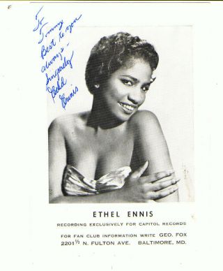 Ethel Ennis American Jazz Singer Signed Postcard