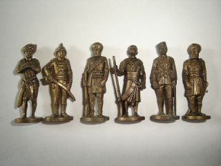 Metal Figurines Set - British India Soldiers Brass Vintage - Kinder Surprise