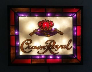 Crown Royal Inspired Bar Sign Stained Glass Look Lighted Hand Painted