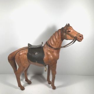 Vintage Paper Mache Horse Figurine With Stirrups Saddle Western Decor Statue