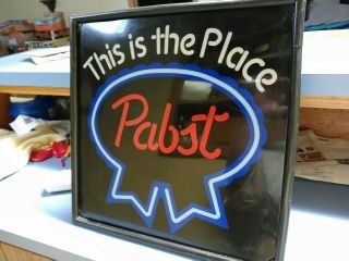 Vintage Pabst Blue Ribbon " This Is The Place " Beer Sign Lighted (not Neon) 16 "
