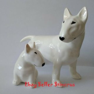 Bull Terrier Two White Realistic Dogs.  Author 