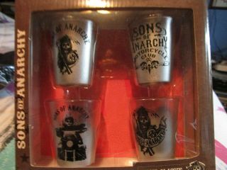 Sons Of Anarchy Shot Glasses Set Of 4 Silver Graduated Bottom Shot Glass