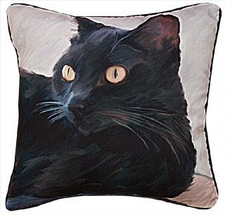 Pillows - Black Cat Throw Pillow - 18 " Square