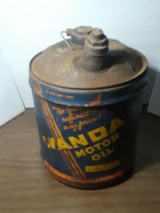 Vintage 5 Gallon Wanda Oil Co.  Can - Wood Handle