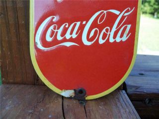 OLD PORCELAIN THANKS CALL AGAIN FOR A COCA COLA SIGN DOOR PUSH PLATE HEAVY SIGN 4