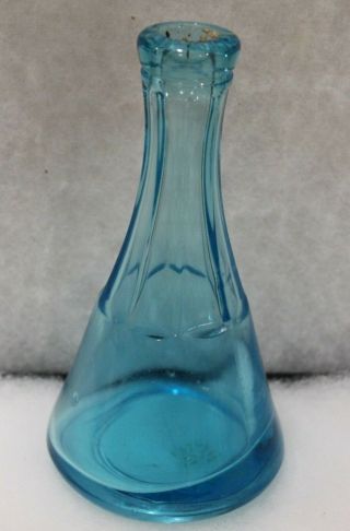 Antique Teal Blue Glass Hair Tonic Barber Bottle 7