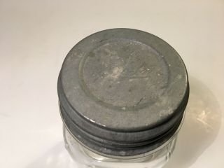 Vintage Ball Perfect Square Mason Pint Size Jar Round Ribbed 1923 - 1933 Zinc lid 5