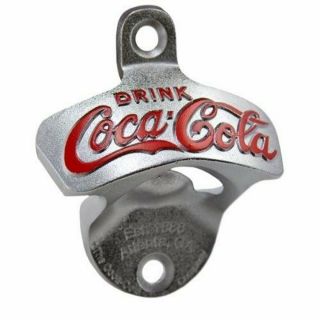 Drink Coca Cola Coke Wall Mount Crown Stationary Bottle Opener Cast Iron