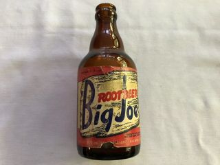 Big Joe Paper Label Root Beer Amber Bottle,  1952,  Toledo,  Ohio