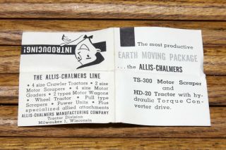 Rare Vintage Allis - Chalmers HD - 20 Tractor & TS - 300 Scraper Dealer Salesman Promo 6