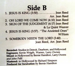 JEAN REED & ANOINTED ONES LP Jesus Is INCULCATION Rec 85 SOUL GOSPEL Hear 4