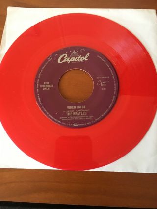 The Beatles.  Lucy In The Sky / When I’m 64.  Rare Jukebox Red Vinyl 7”.