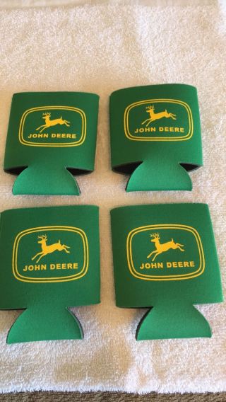 4 John Deere Koozies Huggies Can Holder Old Logo Green 2 - Sided Two Cylinder