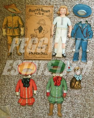 1901 - 1907 Buster Brown & His Dog Tige Paper Dolls By J.  Ottmann Litho Co.  N.  Y.