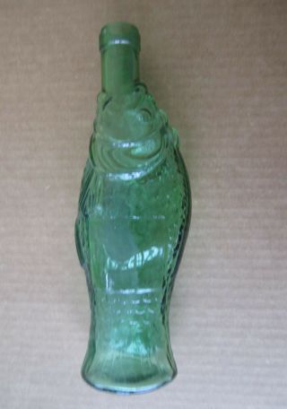 Green Glass Bottle In Shape Of A Fish - 10 " Tall