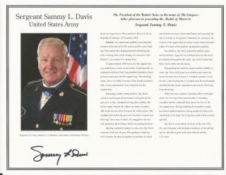 Sammy L.  Davis - Medal Of Honor Recipient; Vietnam War Signed Photo