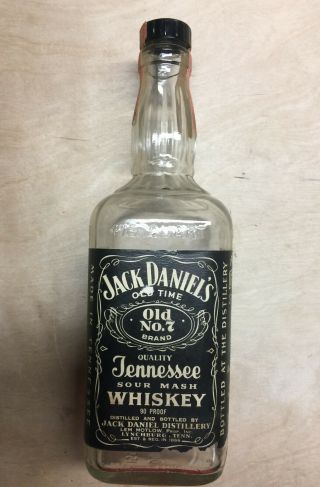 Vtg 1973 Jack Daniels Black Label Old No 7 Tennessee Whiskey 4/5 Qt Empty Bottle