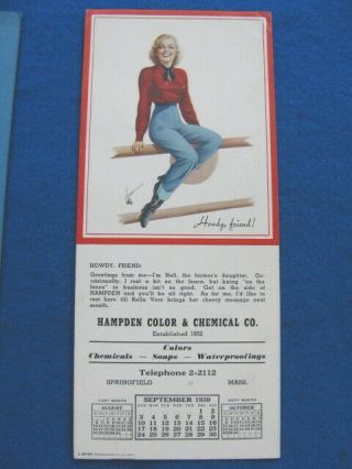 (5) Vintage HAMPDEN CHEMICAL CO.  PIN - UP GIRL INK BLOTTERS,  1939 - 1942 3