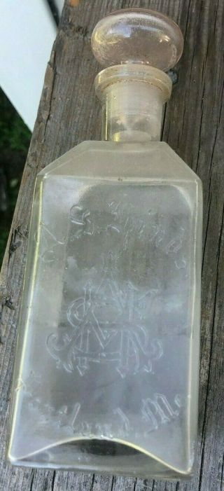 1870 - 1900 A.  S.  Hinds Honey & Almond Cream Portland,  Me Bottle W/stopper