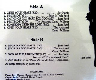 JEAN REED & ANOINTED ONES LP Jesus Is A Waymaker INCULCATION Rec 85 SOUL 4