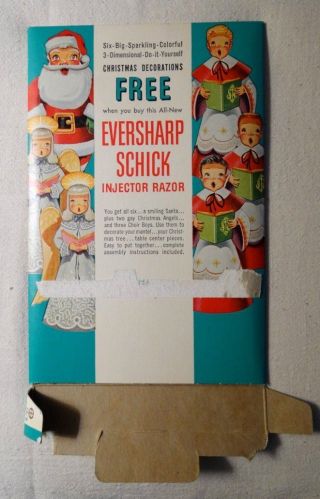 Vintage Christmas 1950s Eversharp Schick Razor Decorations 3d Santa,