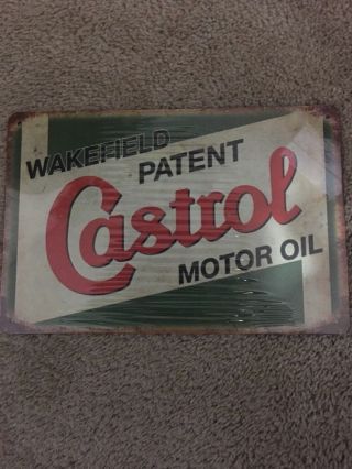 Castrol Wakefield Oil Tin Sign Vintage Style Garage Wall Decor